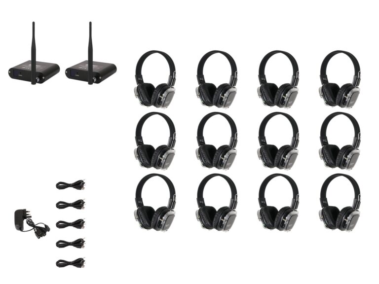 W Audio SDPRO Silent Disco System 12 Pack, 2 Transmitters and 1 Charger (SDPRO12)