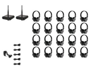 W Audio SDPRO Silent Disco System 20 Pack, 2 Transmitters and 1 Charger (SDPRO20)