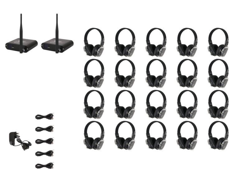 W Audio SDPRO Silent Disco System 20 Pack, 2 Transmitters and 1 Charger (SDPRO20)