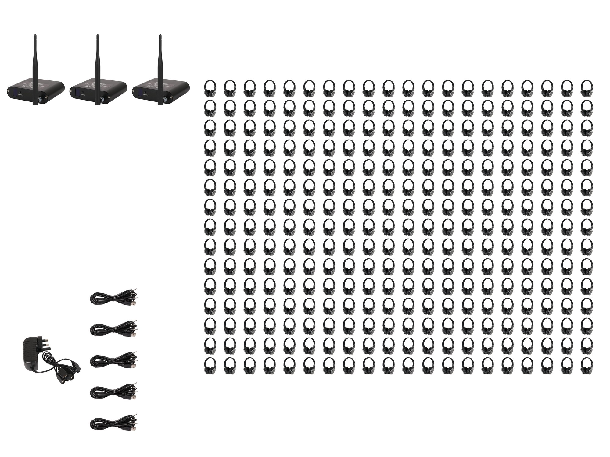 W Audio SDPRO Silent Disco System 300 Pack W Audio SDPRO Silent Disco System 300 Pack, 3 Transmitters and 6 Chargers (SDPRO300)