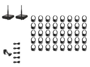 W Audio SDPRO Silent Disco System 40 Pack, 2 Transmitters and 2 Chargers (SDPRO40)