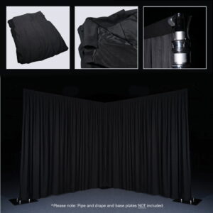 LEDJ 3 x 1.2m Black Molton Pleated Drape 320gsm (STAR60)