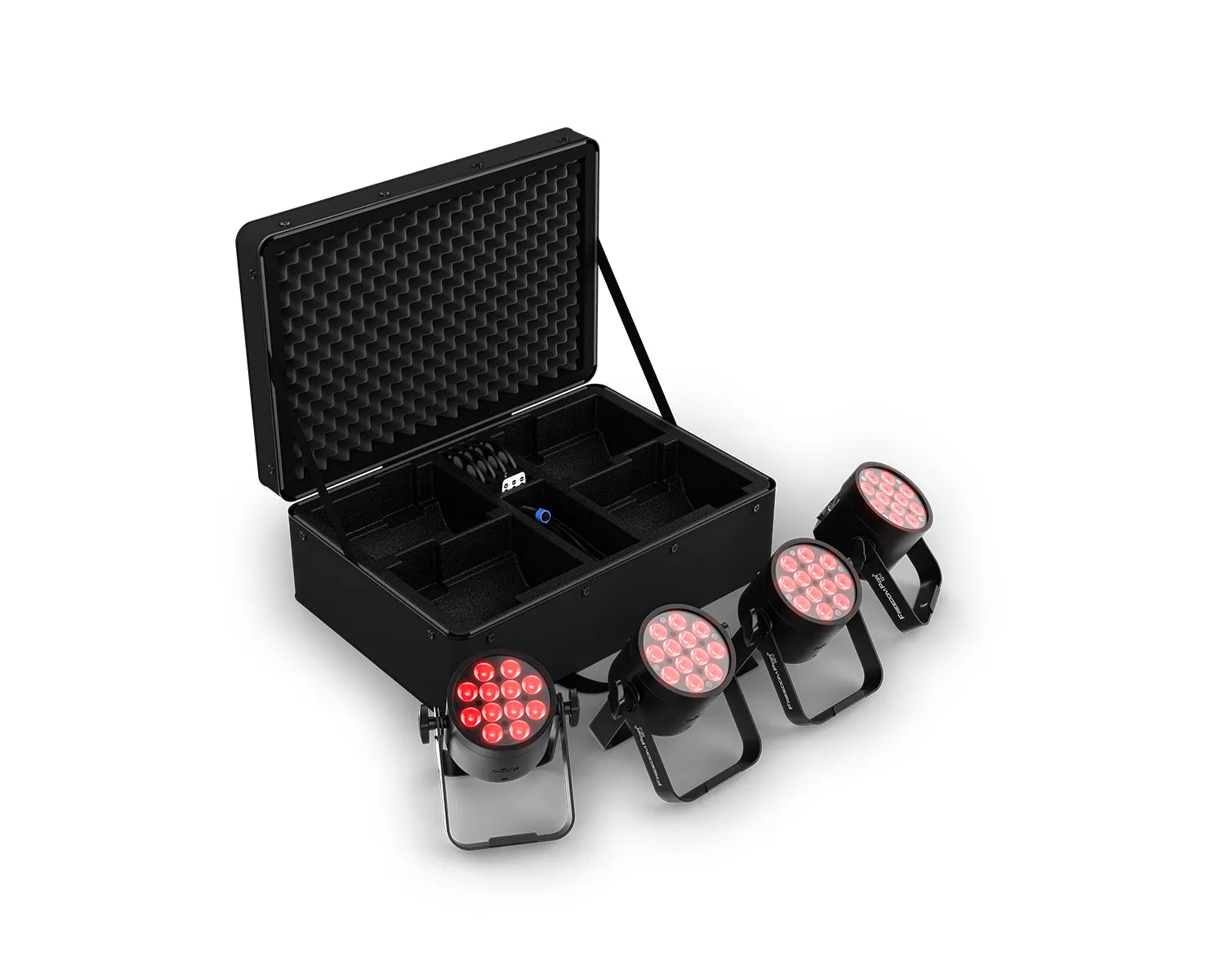 CHAUVET DJ Freedom Par Q12 X4 4-PACK Battery Powered PARs with Charge Case Chauvet DJ Freedom Par Q12 X4 - Battery Wireless RGBA Uplighting 4-Pack with Charge Case