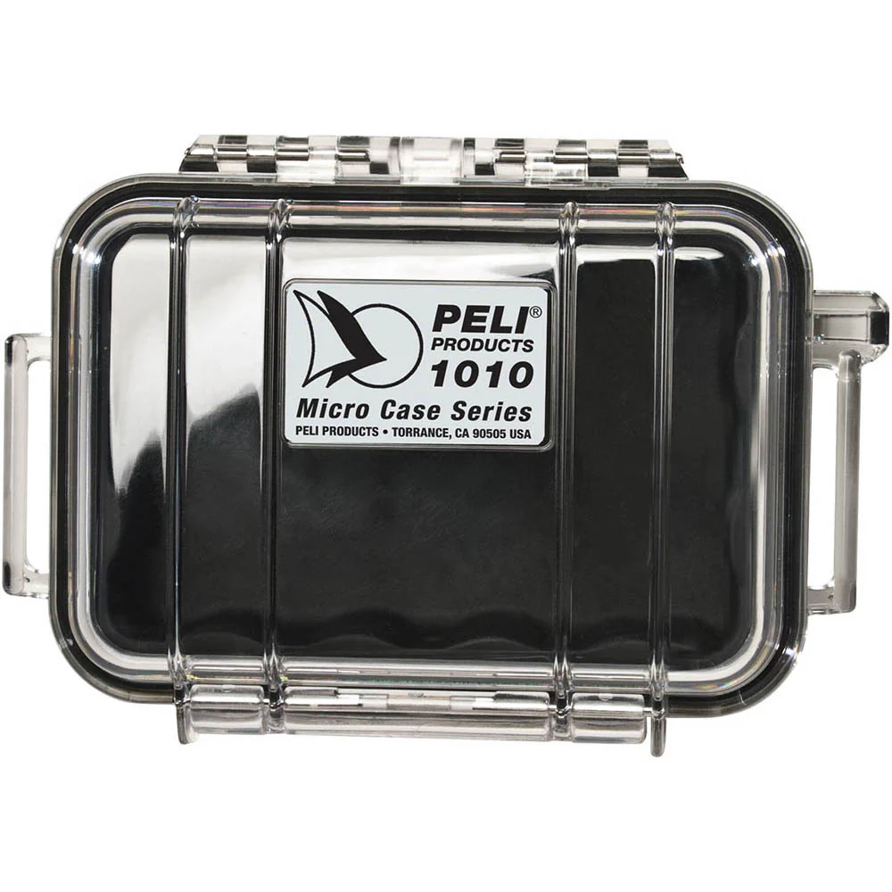 1010-025-100Closed Peli 1010 Micro Case - Clear with Black Liner