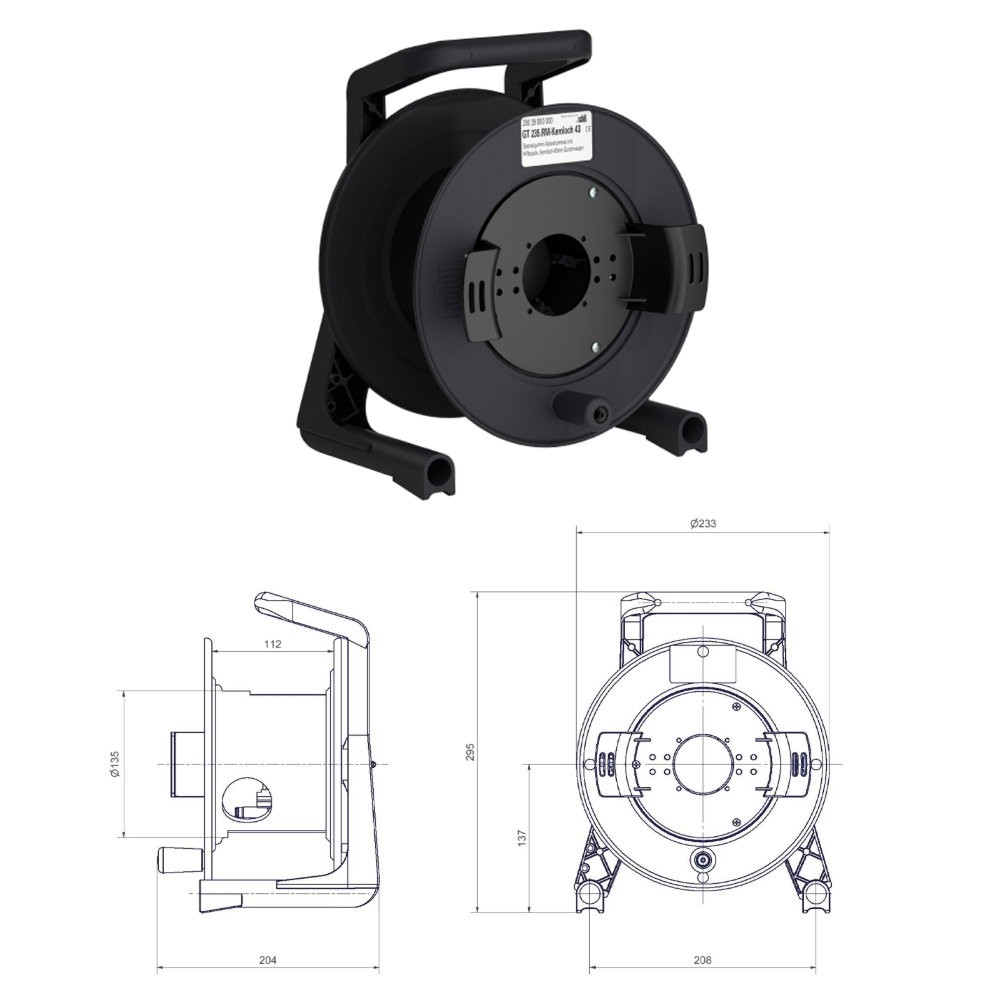 Schill Empty Cable Reel with Auxiliary Winder GT235.RM Schill GT235.RM Empty Cable Reel with Auxiliary Winder, Ø235mm Drum (CABL1301)