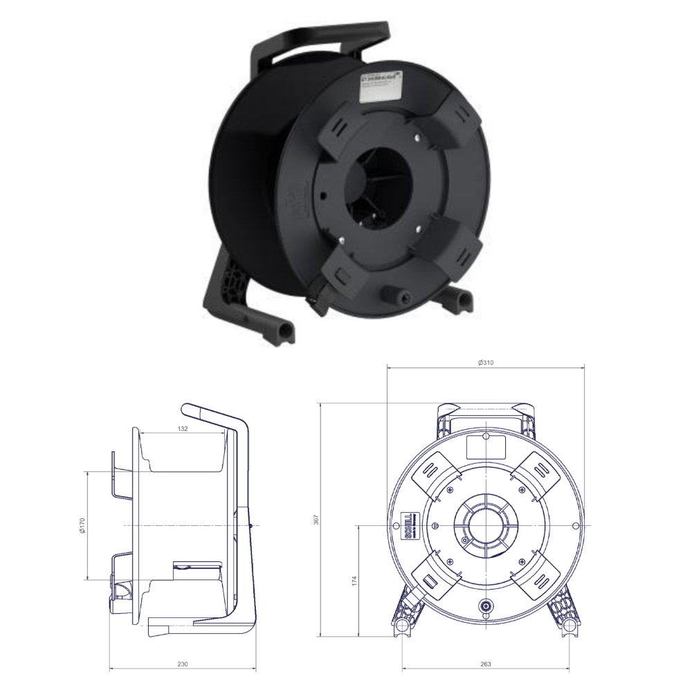 Schill Empty Cable Reel with Auxiliary Winder GT310.RM Schill GT310.RM Empty Cable Reel with Auxiliary Winder, Ø310mm Drum (CABL1303)