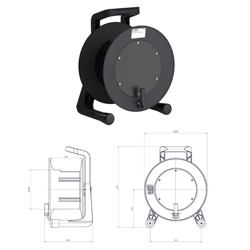 Schill Empty Cable Reel with Blank Plate GT380.SO Schill GT380.SO Empty Cable Reel with Blank Plate, Ø380mm Drum (CABL1304)