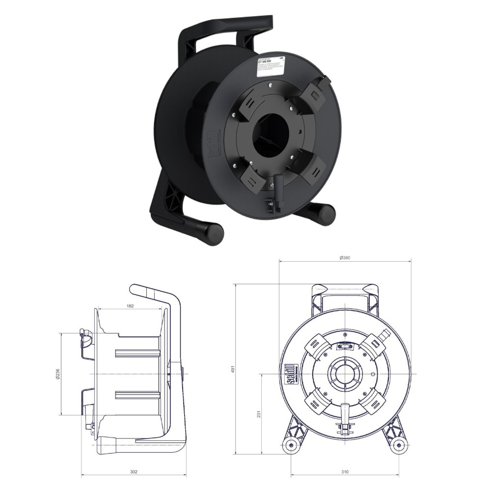 Schill Empty Cable Reel with Auxiliary Winder GT380.RM Schill GT380.RM Empty Cable Reel with Auxiliary Winder, Ø380mm Drum (CABL1305)