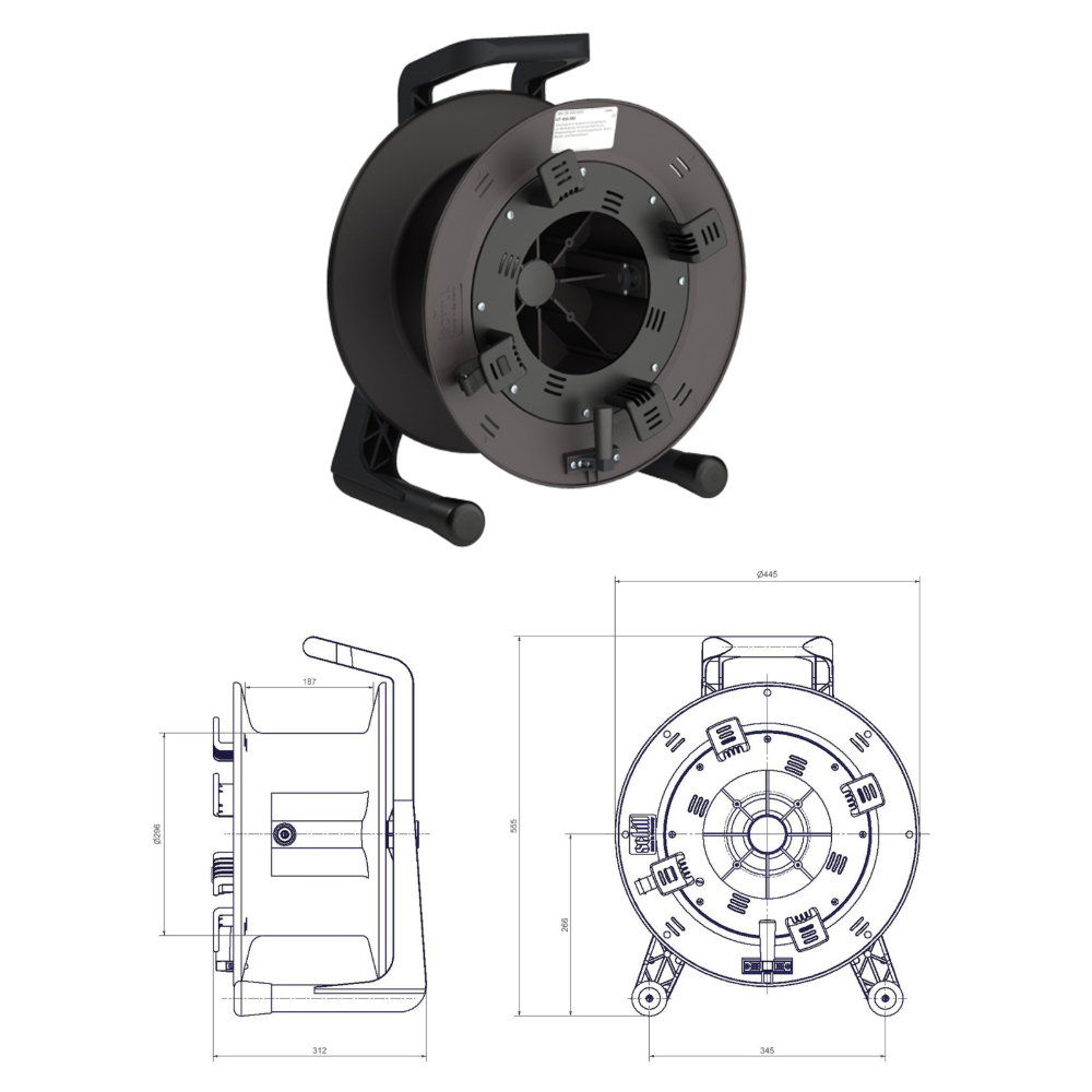 Schill Empty Cable Reel with Auxiliary Winder GT450.RM Schill GT450.RM Empty Cable Reel with Auxiliary Winder, Ø450mm Drum (CABL1307)