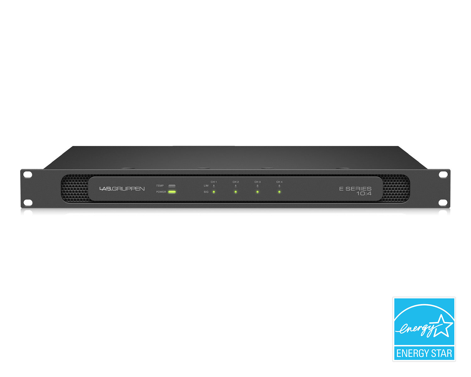 Lab Gruppen E10:4 Energy Efficient Class-D Amplifier 4x250W 19" 1U Lab Gruppen E10:4 Energy Efficient Class-D Amplifier 4×250W 19″ 1U (000-DFA04-00010)