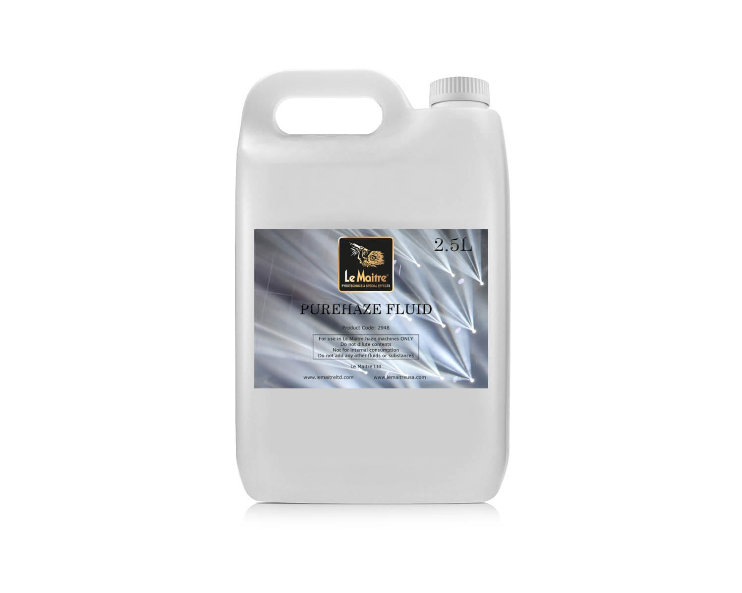 Le Maitre Pure Haze Fluid BOX OF 4 x 2.5 Litre for Le Maitre Hazers Le Maitre Pure Haze Fluid Box of 4 × 2.5 Litre (2948)