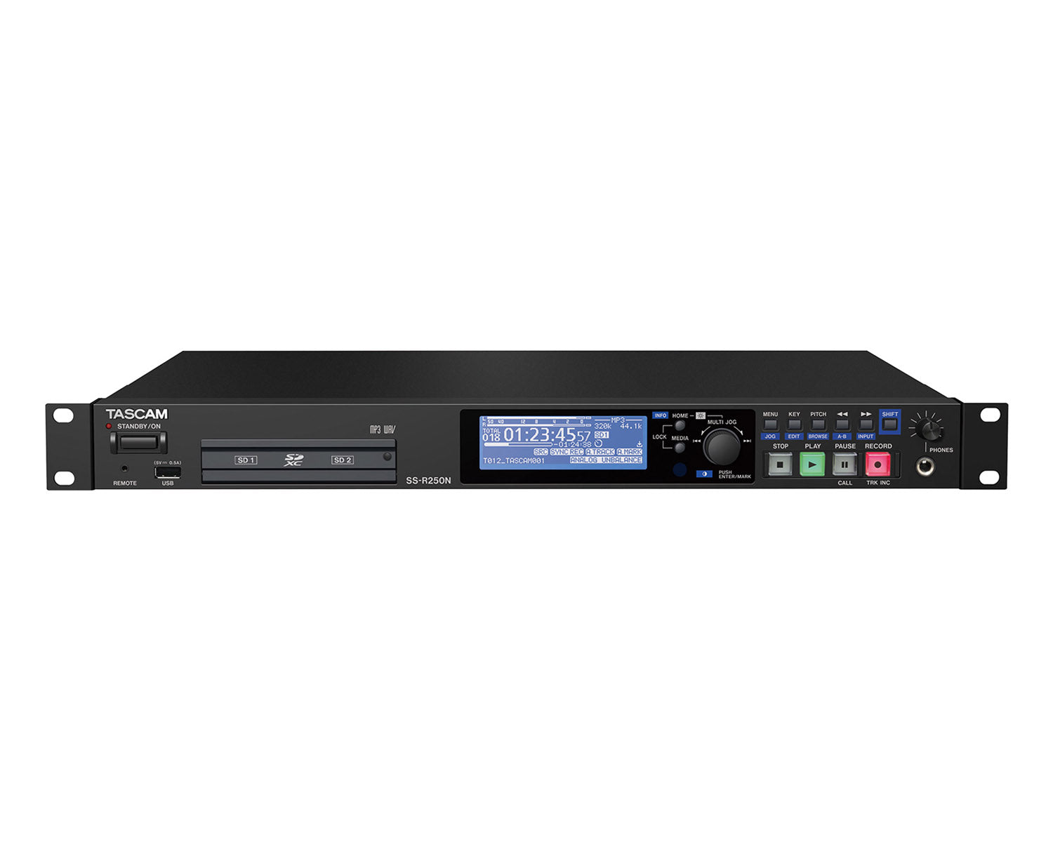 Tascam SS-R250N Networkable SS Recorder SD/SDHC/SDXC/USB FLASH 1U Tascam SS-R250N Networkable Solid-State Recorder 1U – Dual SD, USB, FTP & AES/EBU