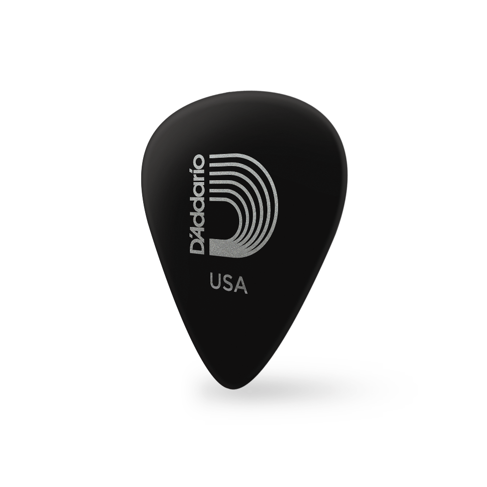 D'Addario black celluloid guitar picks, medium gauge, 25 pack