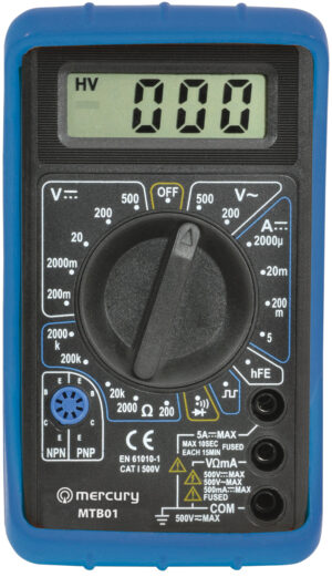 Mercury MTB01 Digital Multimeter, 19 Ranges, 7 Functions