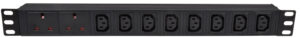 Adastra 1U-PDU-2UK8IEC 19" 1U Rack PDU, 2 x UK + 8 x IEC Sockets, 1.8m Lead
