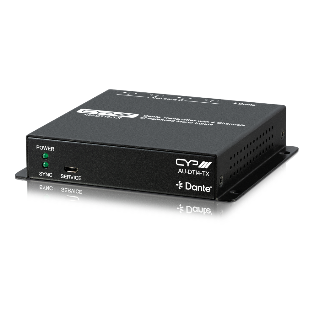 CYP Dante Transmitter with 4 Channels of Balanced Mono Inputs, AU-DTI4-TX CYP AU-DTI4-TX Dante Transmitter, 4 Balanced Mono Inputs, PoE - Image 1