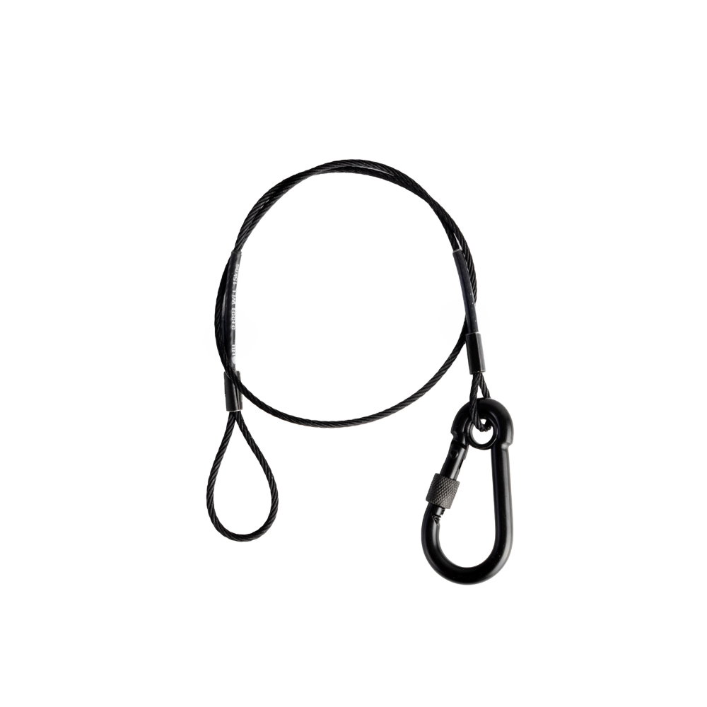 Elumen8 15kg Safety Bond, 3mm Black Wire with Soft Eye and 8x80 Carbine, Length 750mm Elumen8 15kg Safety Bond 750mm, 3mm Wire, 8 x 80mm Screwgate - Image 1