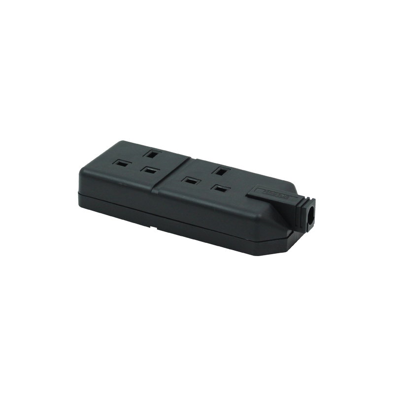 Masterplug 2 Gang 13A HD Mains Socket, Black (ELS132B) Masterplug ELS132B 2 Gang 13A Heavy Duty Trailing Socket, Black - Image 1