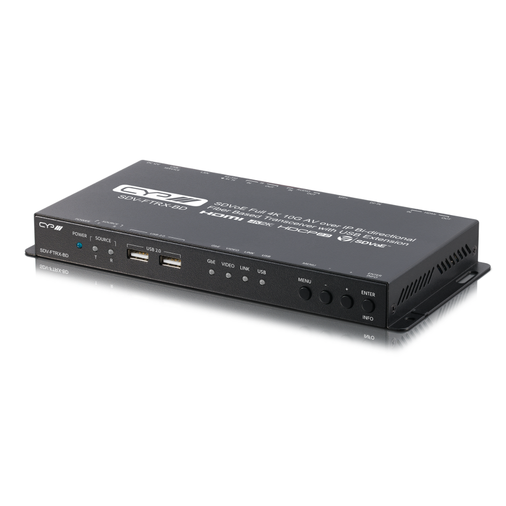 CYP SDVoE Full 4K 10G AV Over IP Bi-directional Transceiver With USB Extension (Fibre), SDV-FTRX-BD CYP SDV-FTRX-BD SDVoE 10G Transceiver, Fibre SFP+, 4K60 with USB - Image 1