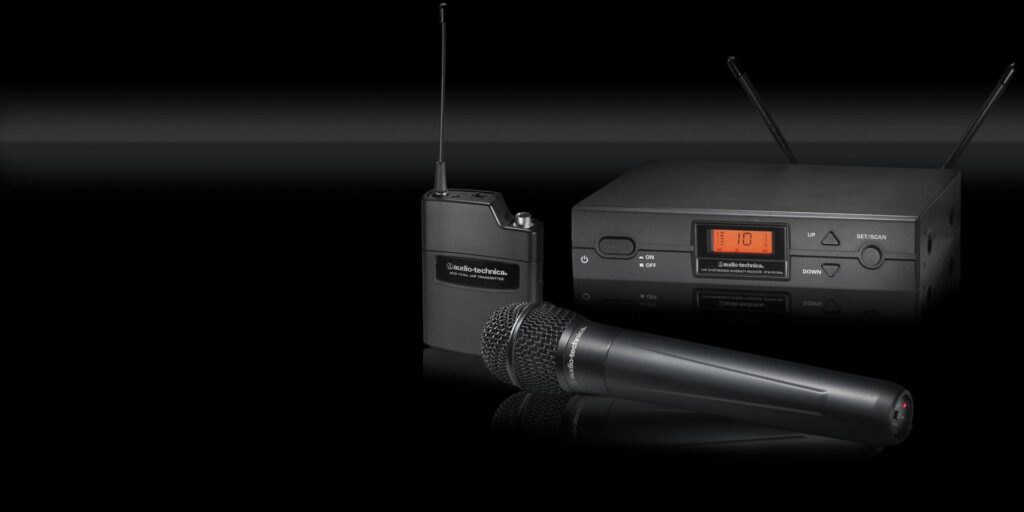 Audio Technica 2000 Series wireless receiver, bodypack and handheld microphone
