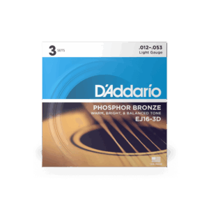 D'Addario EJ16-3D Phosphor Bronze Acoustic Guitar Strings, Light, 3 Sets