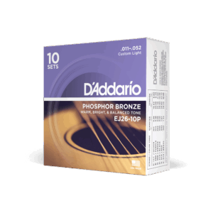D'Addario EJ26-10P Phosphor Bronze Acoustic Guitar Strings, Custom Light, 11-52, 10 Sets