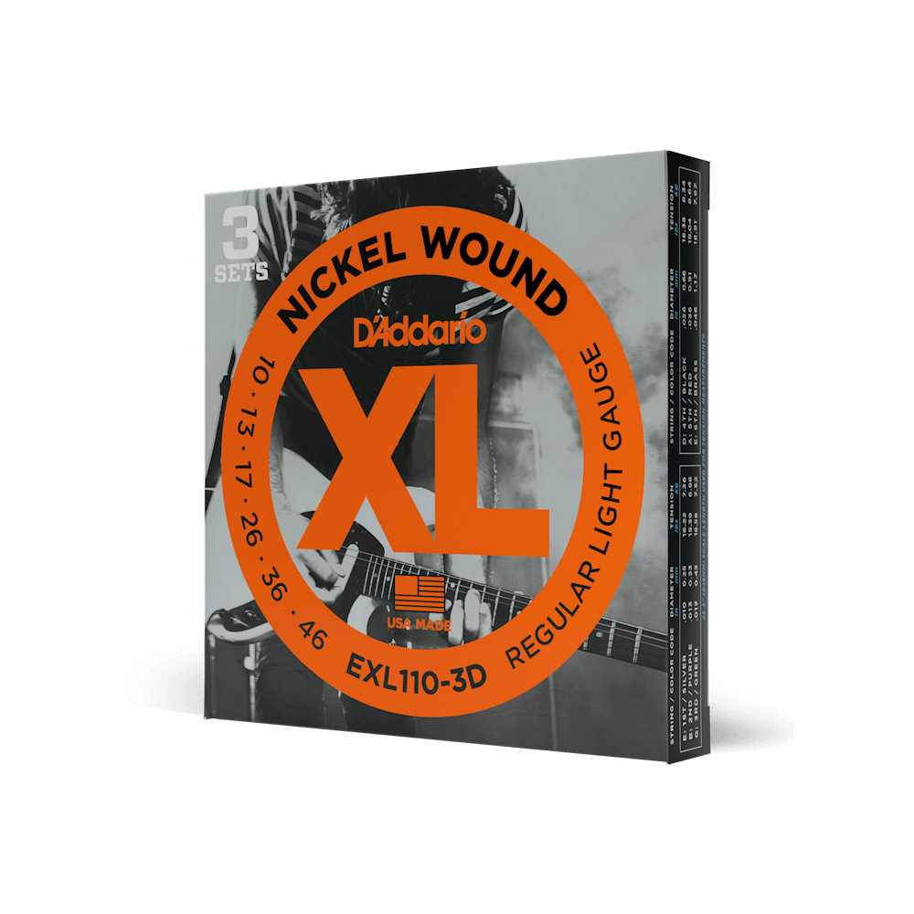 D'Addario EXL110 XL Nickel electric guitar strings, 10-46, three set pack