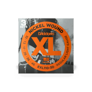 D'Addario EXL110-3D Nickel Wound Electric Guitar Strings, Regular Light, 10-46, 3 Sets