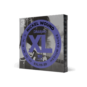 D'Addario EXL115-3D Nickel Wound Electric Guitar Strings, 3 Sets, Medium/Blues-Jazz Rock, 11-49, 3 Sets
