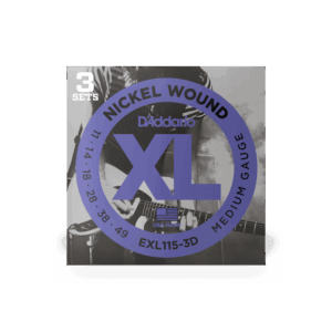 D'Addario EXL115-3D Nickel Wound Electric Guitar Strings, 3 Sets, Medium/Blues-Jazz Rock, 11-49, 3 Sets