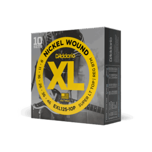 D'Addario EXL125-10P Nickel Wound Electric Guitar Strings, Super Light Top/Regular Bottom, 09-46, 10 Sets