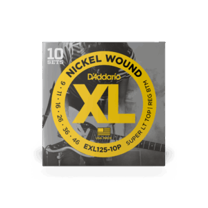 D'Addario EXL125-10P Nickel Wound Electric Guitar Strings, Super Light Top/Regular Bottom, 09-46, 10 Sets