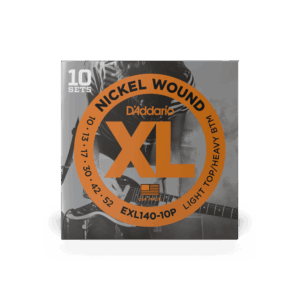 D'Addario EXL140-10P Nickel Wound Electric Guitar Strings, Light Top/Heavy Bottom, 10-52, 10 sets
