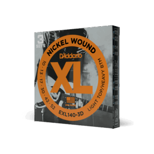 D'Addario EXL140-3D Nickel Wound Electric Guitar Strings, Light Top/Heavy Bottom, 10-52, 3 sets