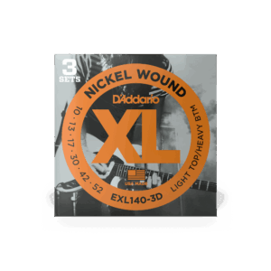 D'Addario EXL140-3D Nickel Wound Electric Guitar Strings, Light Top/Heavy Bottom, 10-52, 3 sets