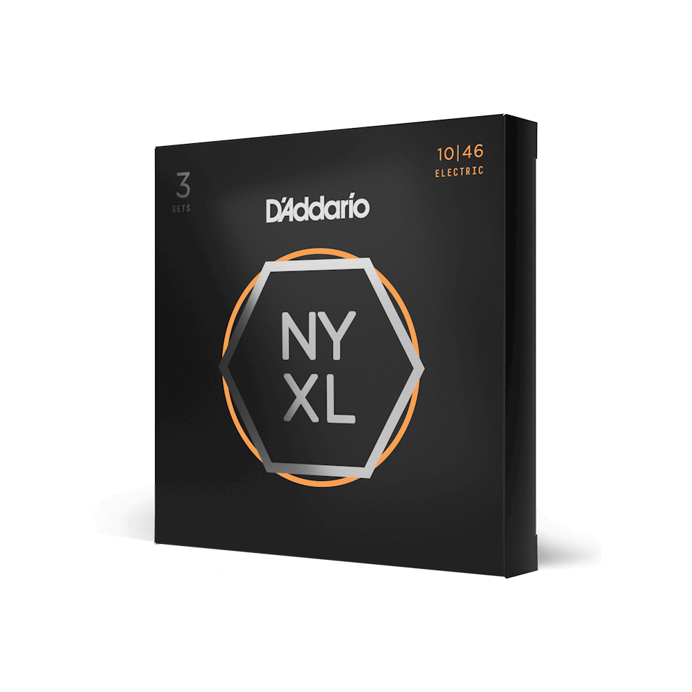 D'Addario NYXL nickel wound electric guitar strings, 10-46, three set pack