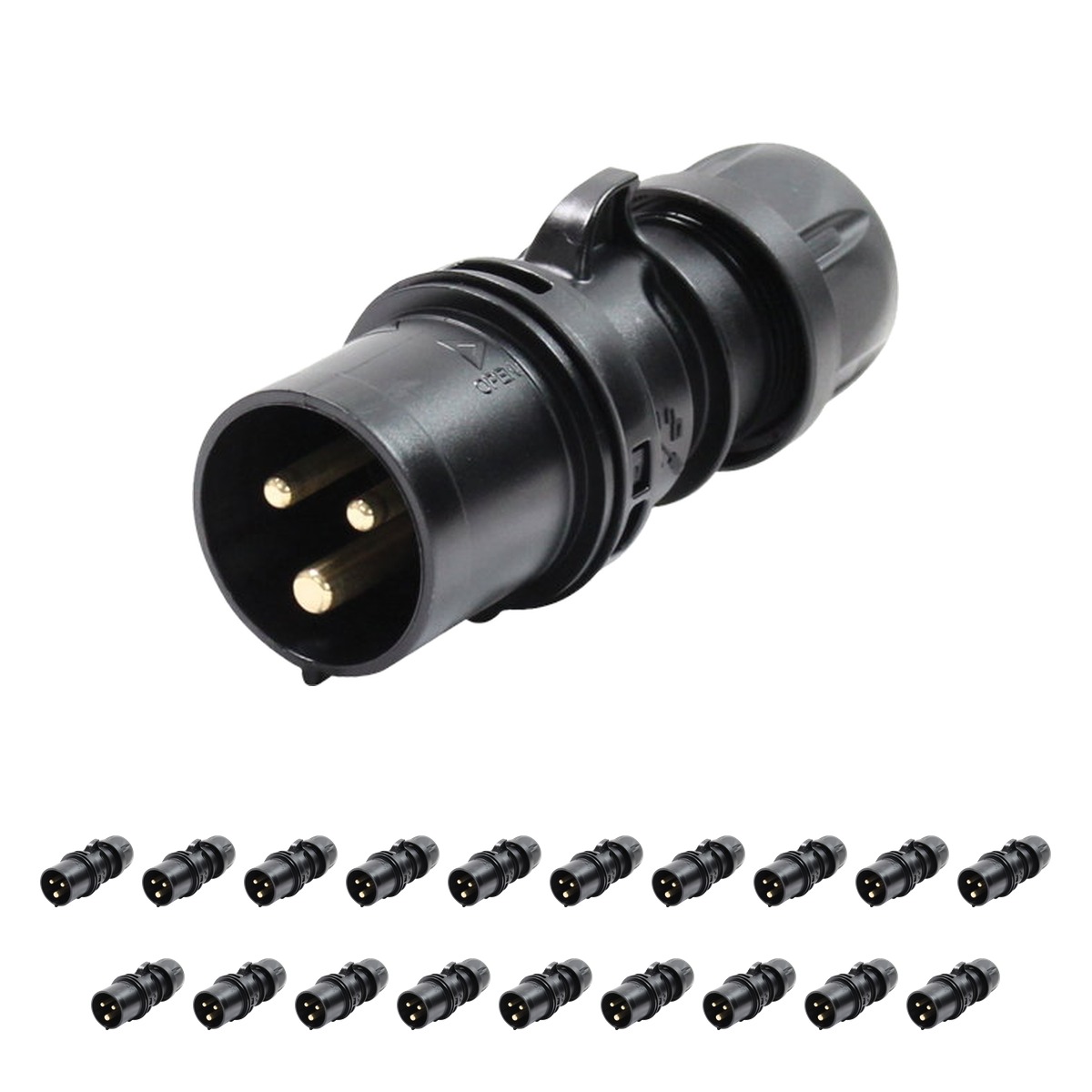 PCE 16A 230V Commando 2P+E Black Plug (013-6X) (Pack of 20) PCE 16A 230V Commando 2P+E Black Plug (013-6X) (Pack of 20)