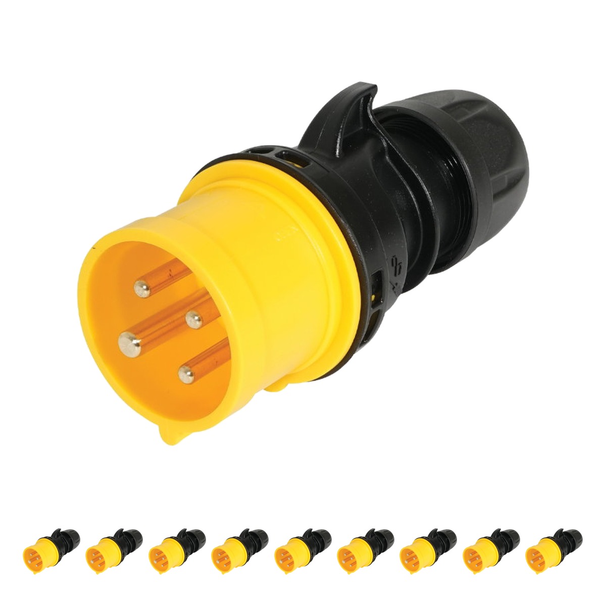 PCE 16A 110V Commando 3 Phase 3P+E Plug Yellow/Black (Pack of 10) PCE 16A 110V Commando 3 Phase 3P+E Plug Yellow/Black (Pack of 10)