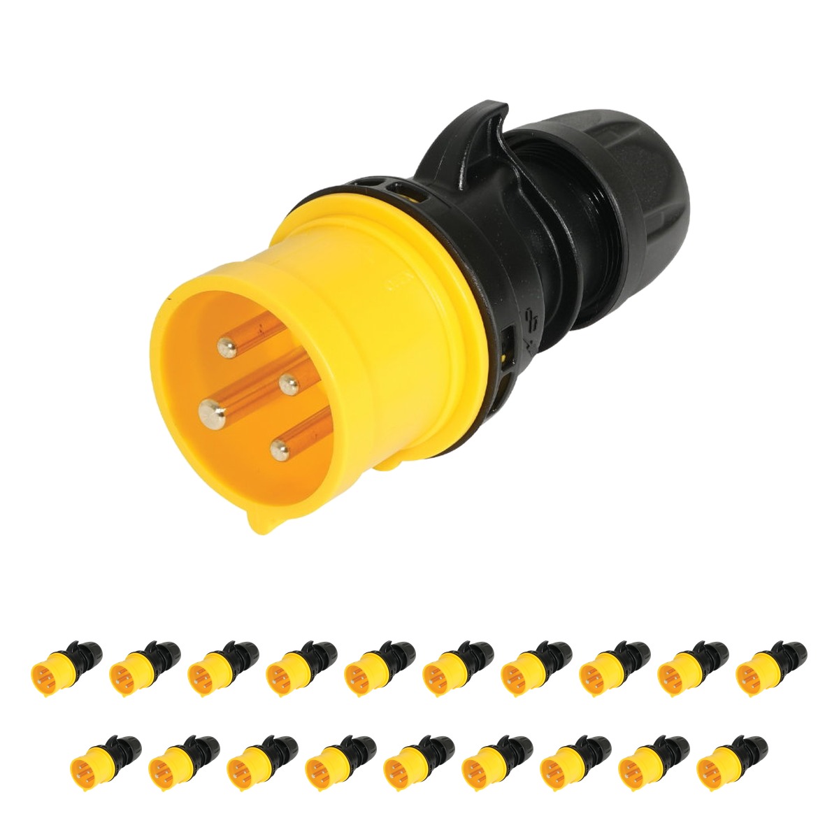 PCE 16A 110V Commando 3 Phase 3P+E Plug Yellow/Black (Pack of 20) PCE 16A 110V Commando 3 Phase 3P+E Plug Yellow/Black (Pack of 20)