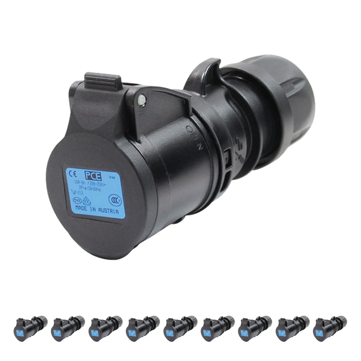 PCE 16A 230V Commando 2P+E Black Socket (213-6X) (Pack of 10) PCE 16A 230V Commando 2P+E Black Socket (213-6X) (Pack of 10)
