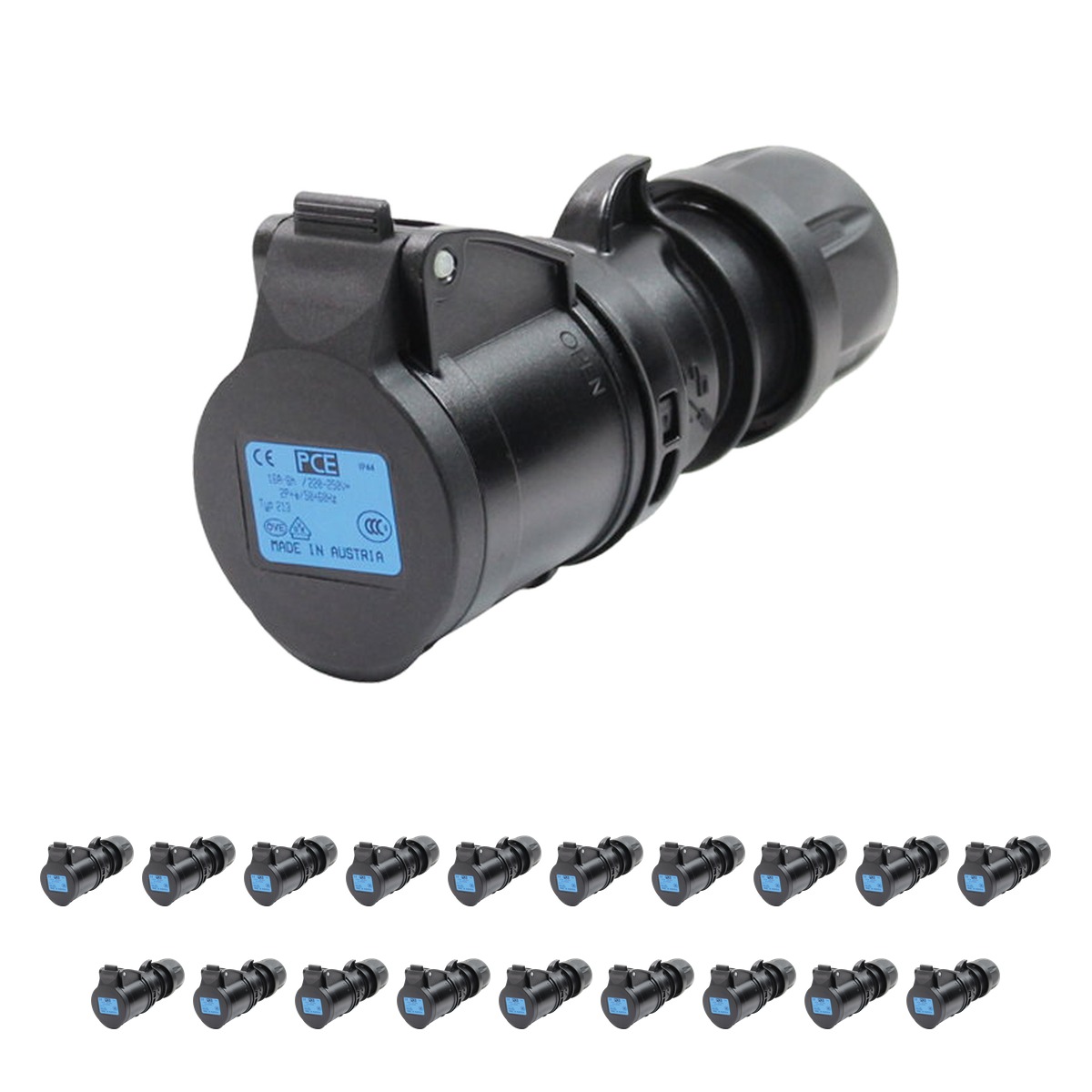 PCE 16A 230V Commando 2P+E Black Socket (213-6X) (Pack of 20) PCE 16A 230V Commando 2P+E Black Socket (213-6X) (Pack of 20)