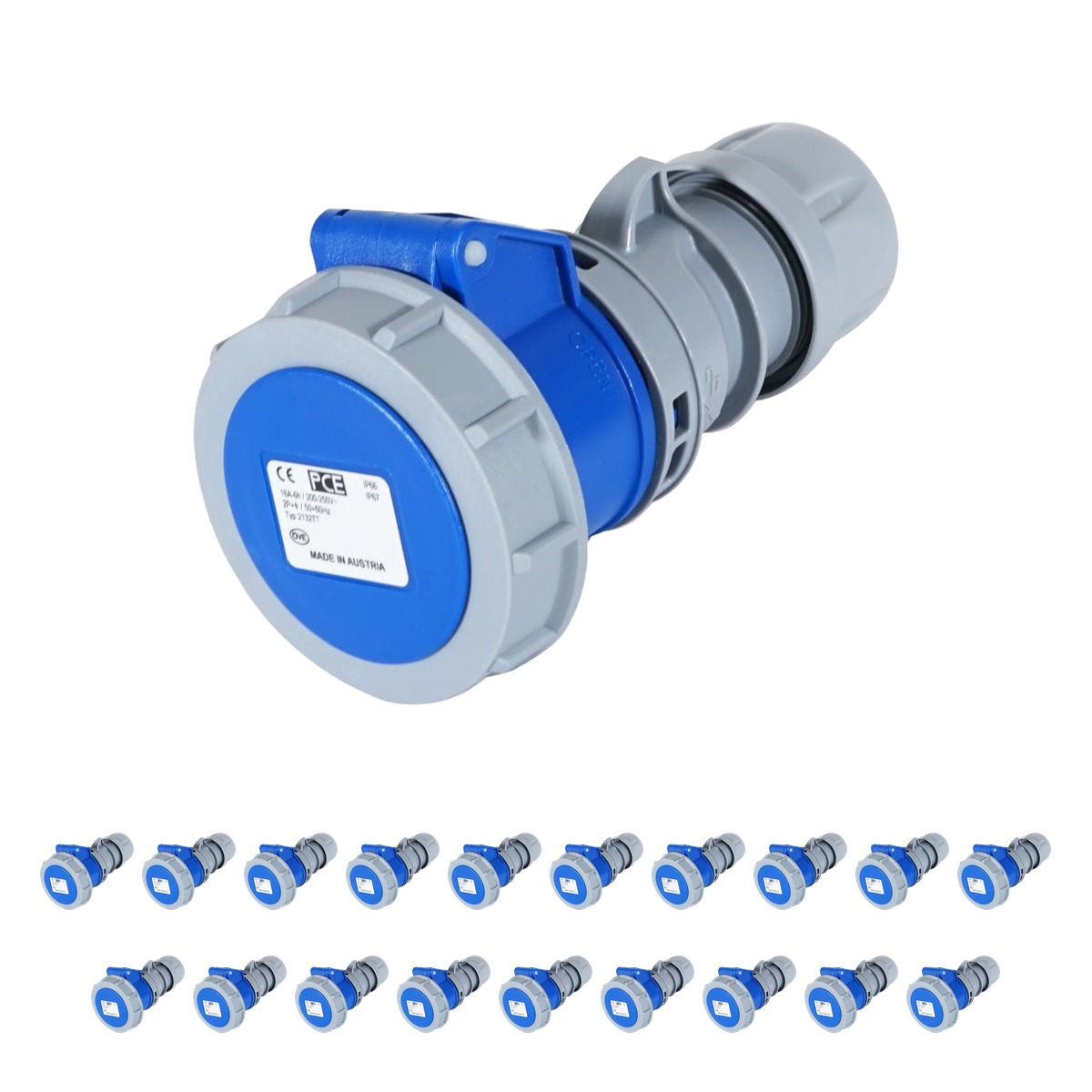 PCE 16A 230V Commando 2P+E IP67 Socket Grey (Pack of 20) PCE 16A 230V Commando 2P+E IP67 Socket Grey (Pack of 20)