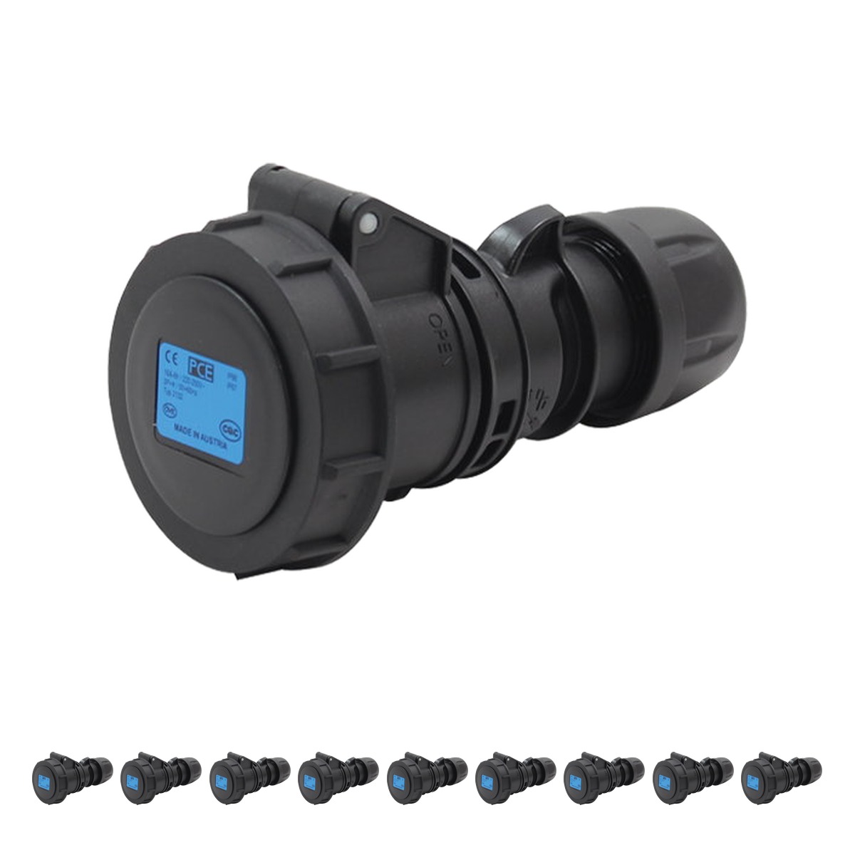 PCE 16A 230V Commando IP67 2P+E Black Socket (2132-6X) (Pack of 10) PCE 16A 230V Commando IP67 2P+E Black Socket (2132-6X) (Pack of 10)