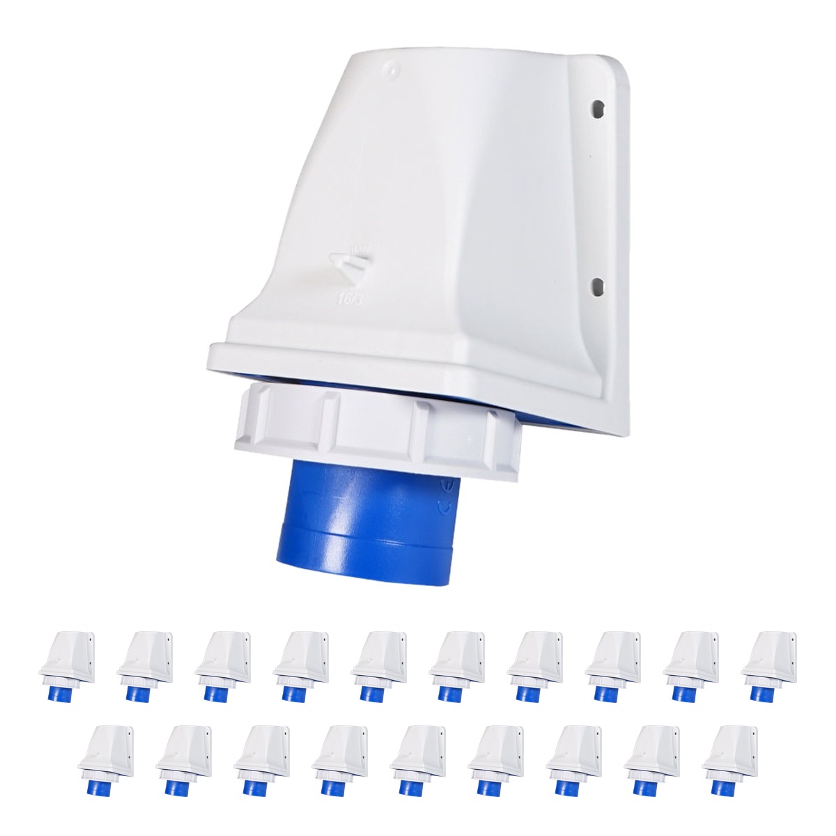 PCE 16A 230V Commando 2P+E IP67 Wall Mount Angled Inlet (5132-6k) (Pack of 20) PCE 16A 230V Commando 2P+E IP67 Wall Mount Angled Inlet (5132-6k) (Pack of 20)