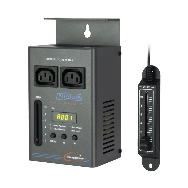 Transcension UP2 RF 1 Channel Dimmer Pack Transcension UP2 1 Channel DMX Dimmer Pack with Remote Fader, 10A - Image 1