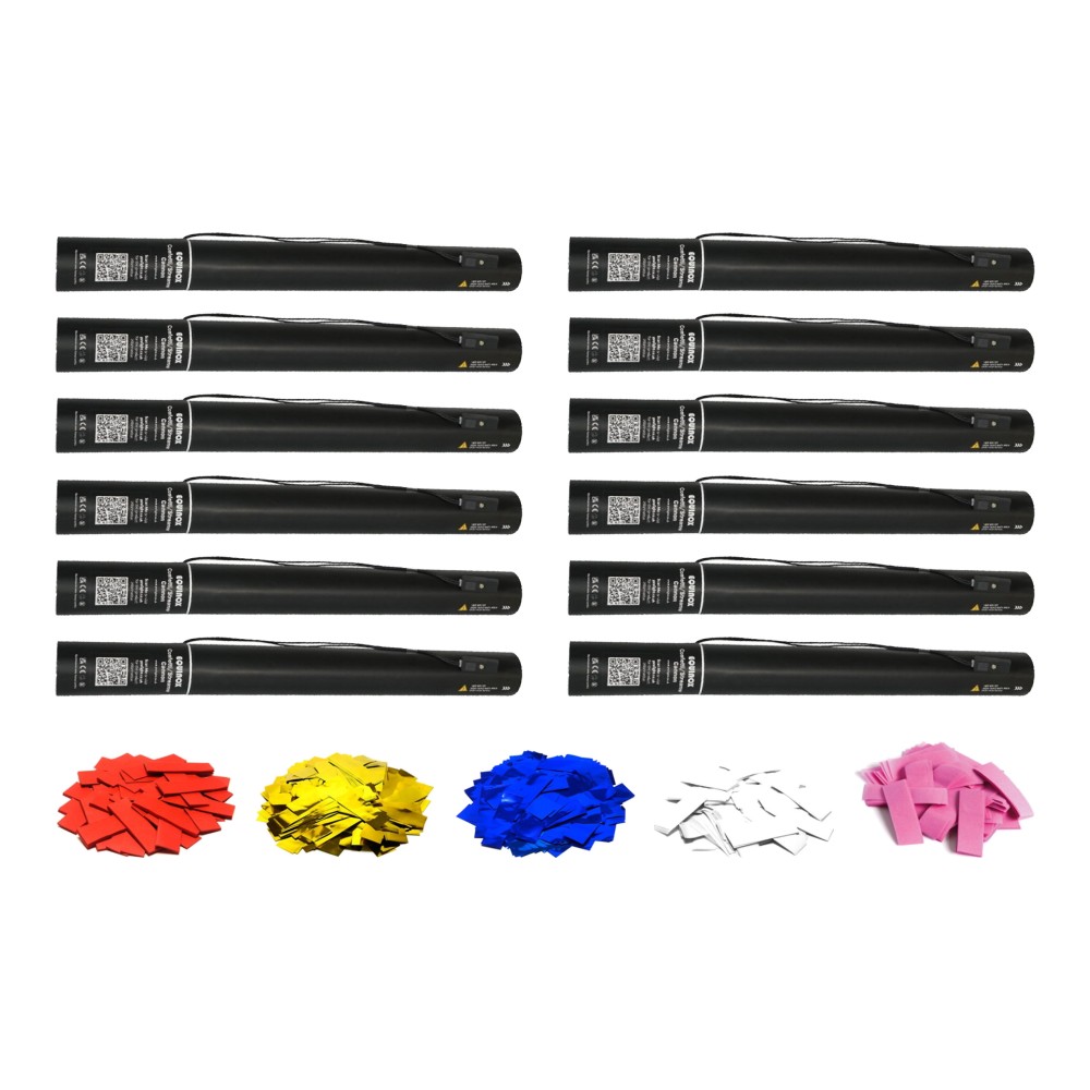 Equinox Electric Confetti Cannons 50cm Mix & Match Pack of 12 - Choose Your Colours