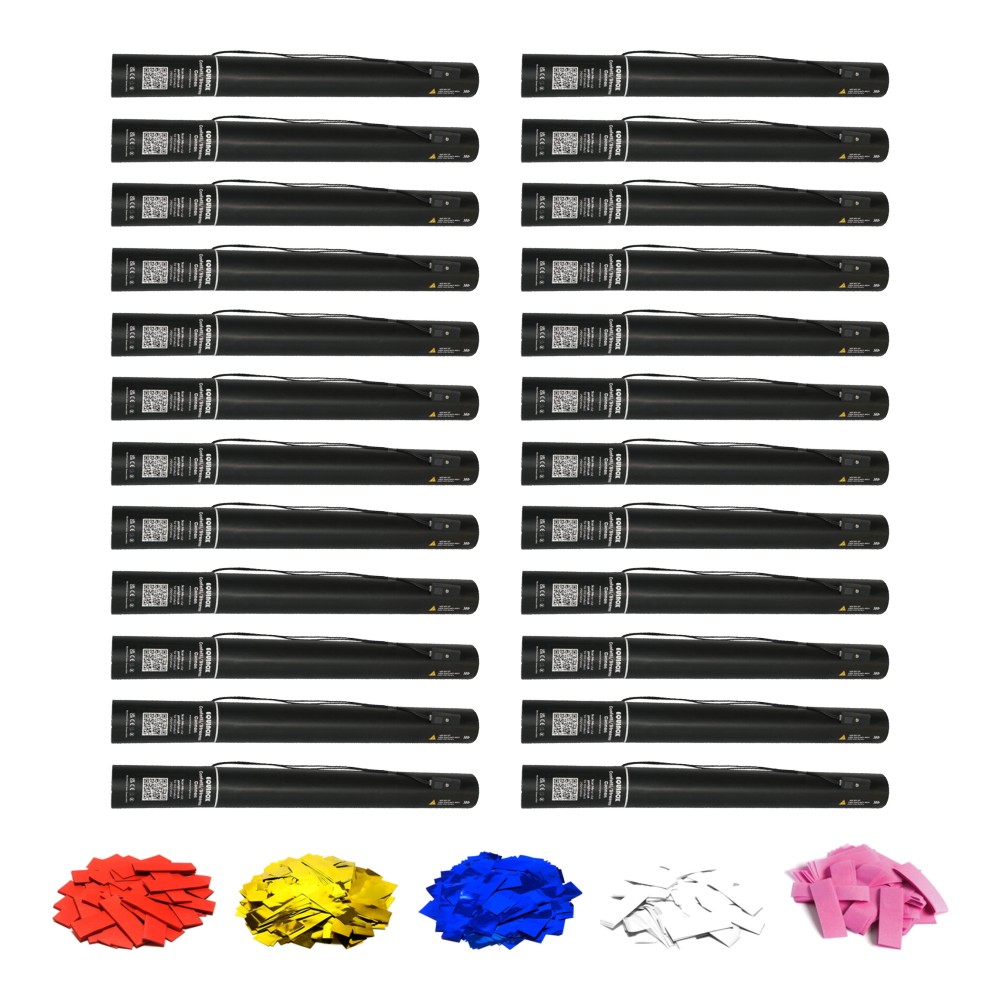 Equinox Electric Confetti Cannons 50cm Mix & Match Pack of 24 - Choose Your Colours Equinox Electric Confetti Cannons 50cm Mix & Match Pack of 24 - Choose Your Colours