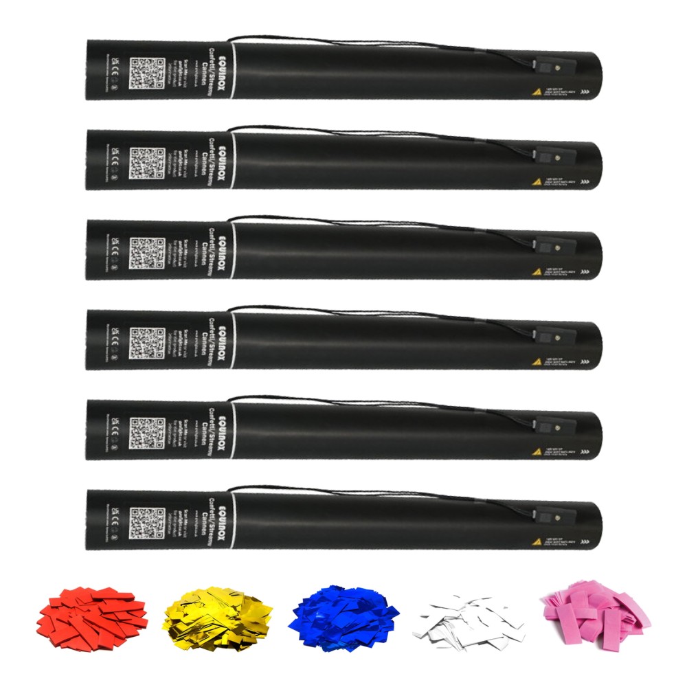Equinox Electric Confetti Cannons 50cm Mix & Match Pack of 6 - Choose Your Colours