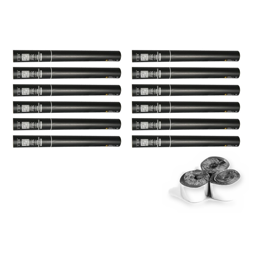 Equinox Handheld Streamer Cannon 50cm Silver Metallic (Pack of 12) Equinox Handheld Streamer Cannon 50cm Silver Metallic - pack of 12