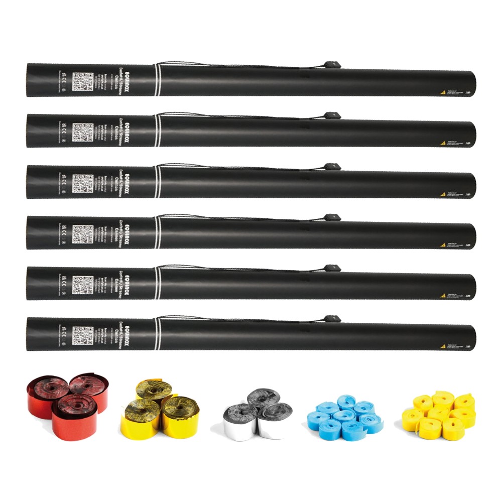 Equinox Electric Streamer Cannons 80cm Mix & Match Pack of 6 - Choose Your Colours Equinox Electric Streamer Cannons 80cm Mix & Match Pack of 6 - Choose Your Colours